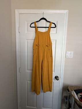 BDG Urban Outfitters Mustard Crinkle Gauze Sleeveless Jumpsuit